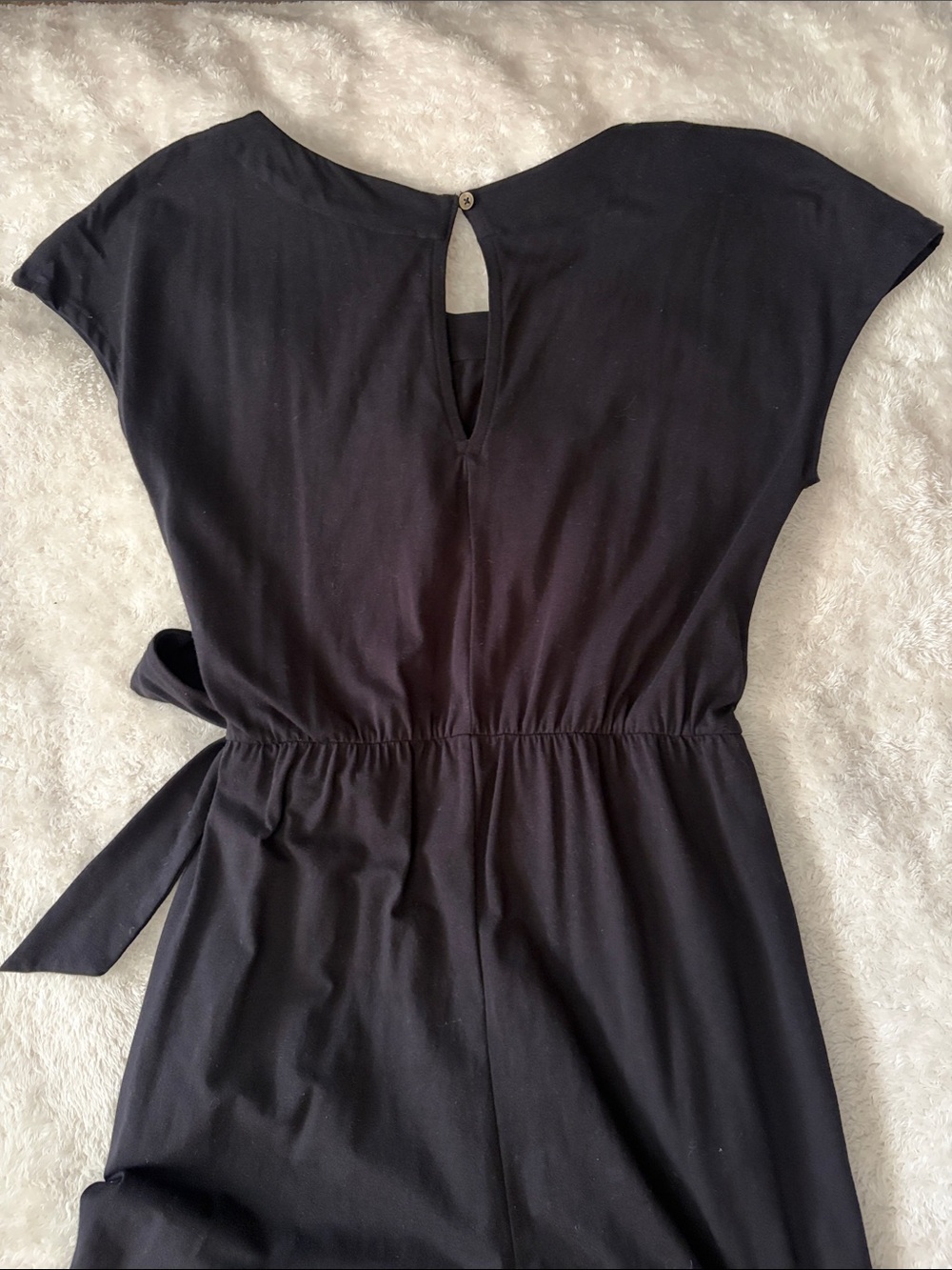 Black, Stretchy Jumpsuit with decorative side tie. - Picture 3 of 6